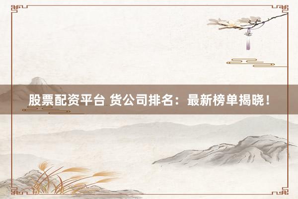 股票配资平台 货公司排名:最新榜单揭晓!