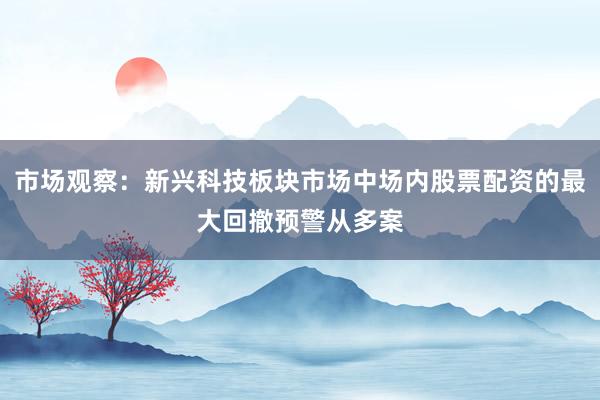 市场观察：新兴科技板块市场中场内股票配资的最大回撤预警从多案