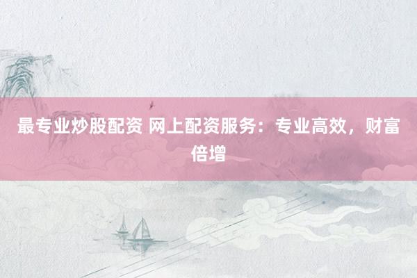最专业炒股配资 网上配资服务：专业高效，财富倍增