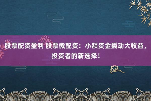 股票配资盈利 股票微配资：小额资金撬动大收益，投资者的新选择！