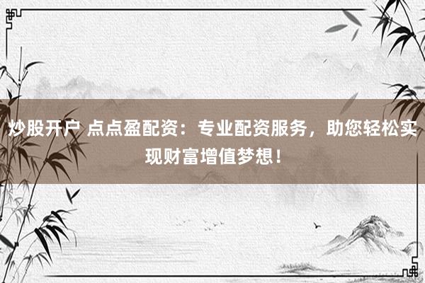 炒股开户 点点盈配资：专业配资服务，助您轻松实现财富增值梦想！