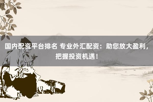 国内配资平台排名 专业外汇配资:助您放大盈利,把握投资机遇!